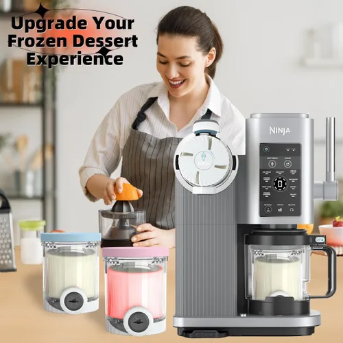 Miniatura 7 de Paquete de 4 pintas CREAMi y tapas de silicona para Ninja NC700 NC701 Series, compatible con helados Ninja Swirl y máquinas de servir helados