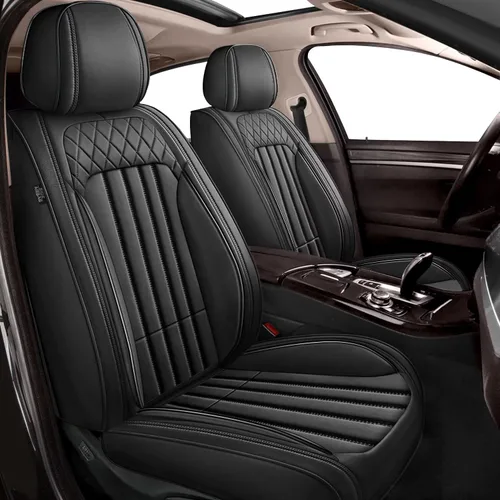 Miniatura 20 de Juego de fundas de asiento de automóvil para GMC Canyon 2015-2025, juego de fundas de asiento delantero de cuero con soporte lumbar, protector