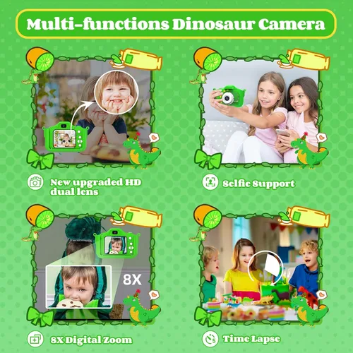 Miniatura 3 de Cámara para niños, juguetes de video para niños de 3 a 8 años, niños y niñas, cámara de 1080P de doble lente 48MP para niños pequeños con tarjeta SD