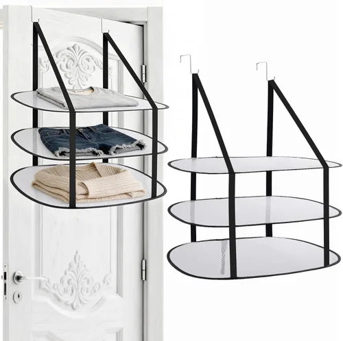 2 piezas de 3 niveles de malla plana plegable para suéter, ropa y organización de la habitación, perfecto para apartamentos, dormitorios, baños