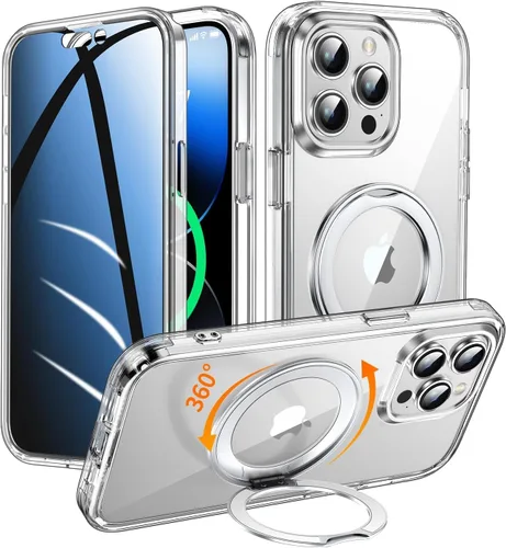 Miniatura 11 de Funda de privacidad para iPhone 17 Pro Max con soporte de 360° [protector de pantalla antiespía integrado] [anillo magnético] protección de cuerpo