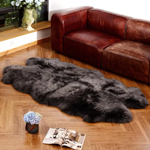 Miniatura 12 de IRIWOOL Alfombra de piel de oveja auténtica de alta calidad, piel de oveja australiana, esponjosa, de lujo, natural, de piel de cordero esponjosa