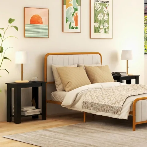 Miniatura 9 de Giantex Narrow End Table, 2-Tier Side Table with Open Storage Shelf, Retro Wood Sofa Table Bedside Tables for Small Spaces, Slim Nightstand for