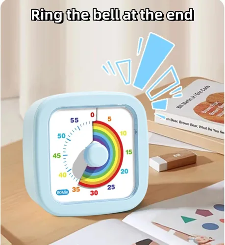 Miniatura 2 de Temporizador visual para niños, lindo arco iris, temporizador de cuenta regresiva de 60 minutos, gestión del tiempo para niños y adultos, Azul