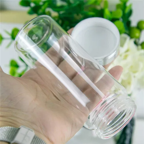 Miniatura 8 de Botella de vidrio transparente de 5.1 fl oz con tapa de aluminio plateado, 6 unidades, adecuada para recepción de cocina, azafrán, té, Plata
