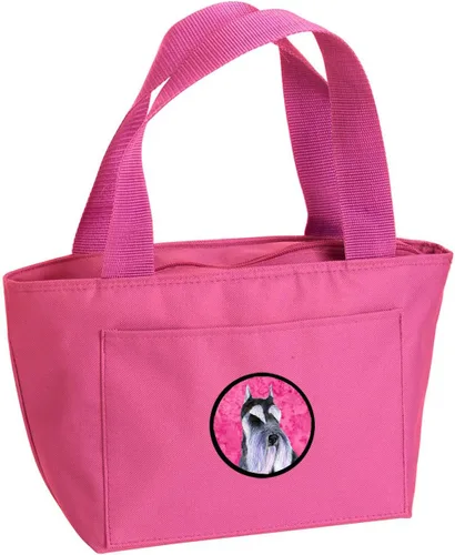 Caroline's Treasures SS4753-PK-8808 Bolsa de almuerzo Schnauzer rosa con aislamiento, bolsa de mano para mujeres y hombres, reutilizable, grande,