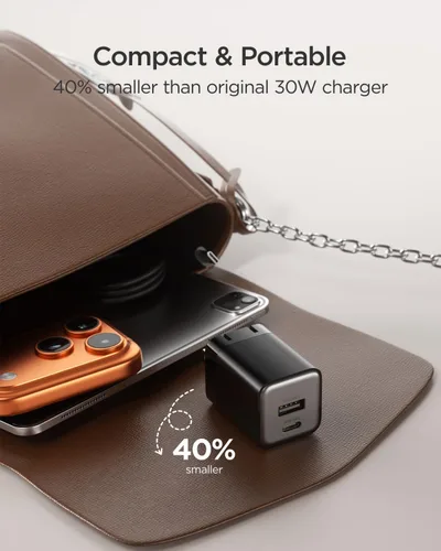 Miniatura 6 de wegear Cargador rápido USB C de 30 W, cargador de pared USB C de doble puerto con enchufe plegable para iPhone 17/16/15, Samsung S24, iPad, 40% más