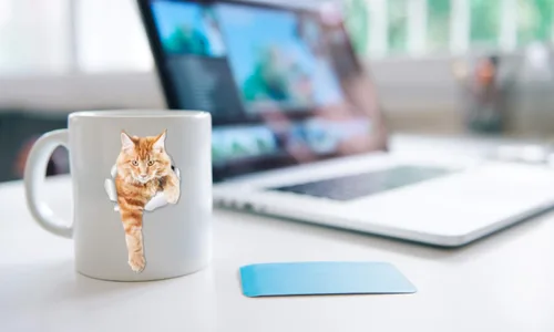 Miniatura 4 de Winston & Bear Taza de café con gato de jengibre escalador, divertida taza de café de cerámica atigrado naranja para los amantes de los gatos