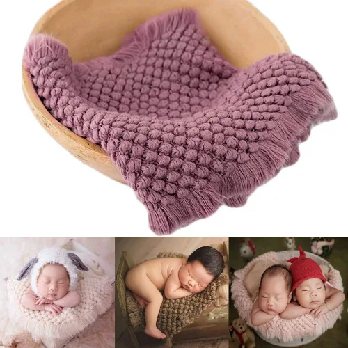 Miniatura 8 de Zeroest Accesorios para fotografía de bebé, canasta trenzada de lana de oveja para recién nacidos, relleno de canasta para sesión de fotos