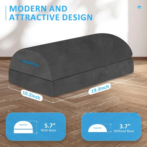 Miniatura 4 de StepLively Reposapiés para debajo del escritorio en el trabajo, cómodo taburete con 2 alturas ajustables, reposapiés con cubierta lavable, para Gris