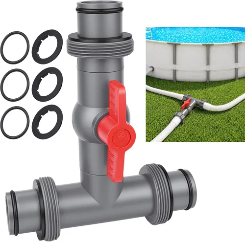 Miniatura 9 de Conector de manguera de piscina para doble sello a prueba de fugas y flujo de agua estable, adaptador de manguera de piscina de junta en T de 1.25 a