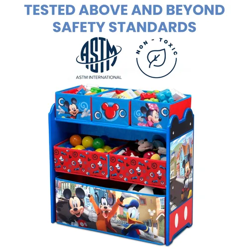Miniatura 3 de Delta Children Organizador de almacenamiento de juguetes con diseño de 6 contenedores, Disney Mickey Mouse Mickey Mouse Hot Dog Hill