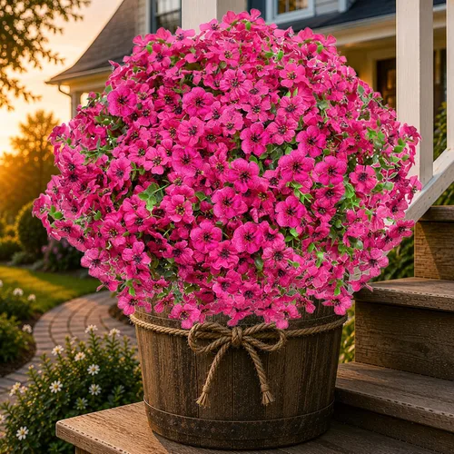 Axylex Flores Artificiales para Exteriores Plantas Falsas - 16 Paquetes Vegetación Artificial de Exterior de Boj sin Decoloración Arbustos de Rojo