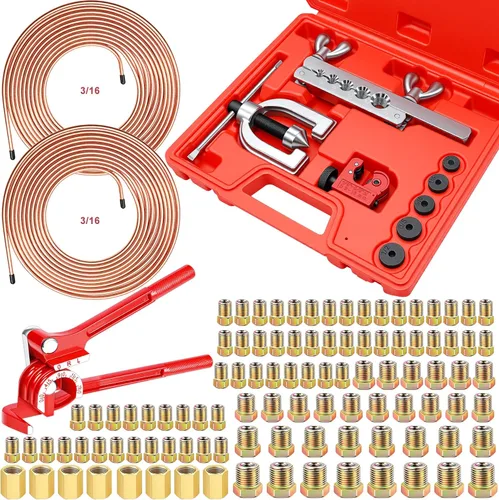 Miniatura 15 de smseace 26Pack Kit de línea de freno de 3/16 pulgadas Incluye 25 pies de líneas de freno bañadas en cobre con accesorios