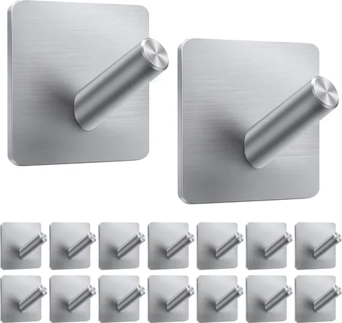 Miniatura 19 de xdgeLoad Ganchos para toallas de baño, 4 unidades, ganchos de pared resistentes para baños, abrigos, batas, cocina, ganchos autoadhesivos sin Negro