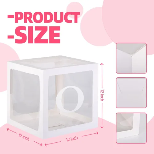Miniatura 3 de Decoraciones de Primer Cumpleaños Para Niño o Niña, 3 Piezas Cajas de Globos ONE Para 1er Cumpleaños, Bloques Transparentes Para Bebé Decoración
