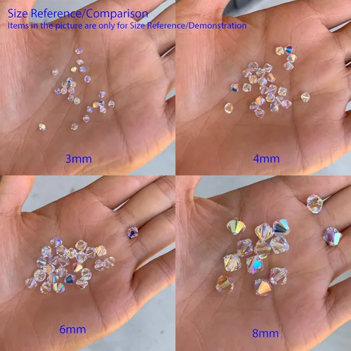 Miniatura 8 de 100 piezas auténticas Preciosa de 3 mm (0,12 pulgadas) cuentas sueltas de cristal bicono facetado pequeño amatista púrpura compatibles con cristales