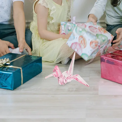 Miniatura 2 de TEHAUX Adornos acrílicos, estatua de grulla de origami transparente, figura en forma de grúa, figura de papel para decoración de mesa de comedor