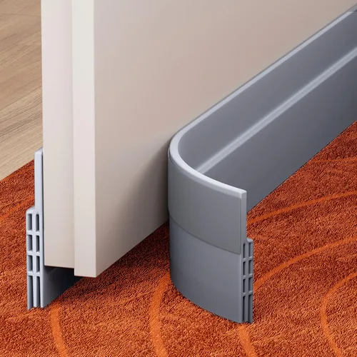 GroTheory - Juego de 2 topes para puerta, bloqueador de corrientes de aire y sonido para parte inferior de puertas, 5 x 99 cm, color gris