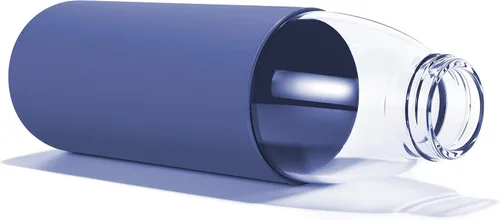 Miniatura 3 de Botellas de agua de vidrio de borosilicato de 25 onzas con tapa de bambú, sin BPA, funda de silicona antideslizante y tapa a prueba de fugas de Azul