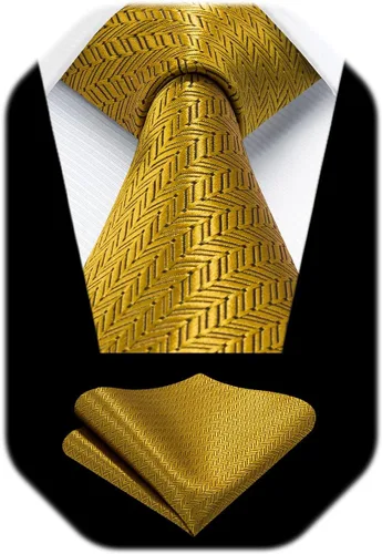 Miniatura 121 de HISDERN Conjunto de corbata a cuadros a cuadros pañuelo tejido clásico formal para hombre corbata y bolsillo cuadrado