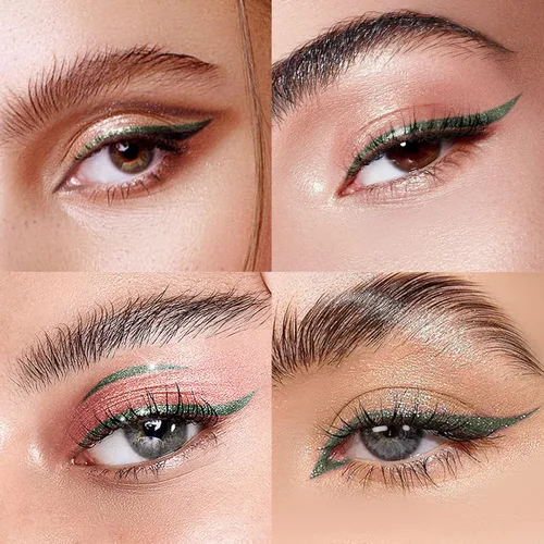 Miniatura 5 de Music Flower Delineador de ojos, delineador líquido impermeable con punta de precisión, delineadores de ojos metálicos de color brillante, Verde