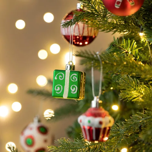 Miniatura 6 de Valery Madelyn Juego de adornos para árbol de Navidad, 16 unidades de bastón de caramelo rojo, verde y blanco, inastillables, decoración de árbol