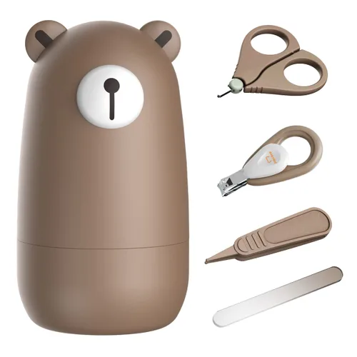 PAPABEAR Juego de cortaúñas para bebé con bonito estuche, kit de lima de uñas y uñas de los pies para manicura y pedicura para recién nacidos, Bronce