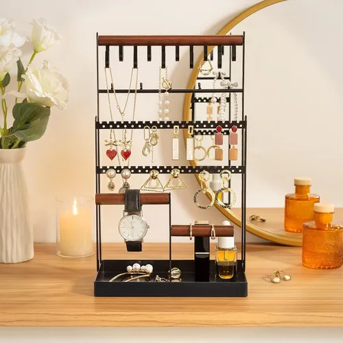 Miniatura 3 de ProCase Organizador de Joyas Soporte Organizador de Collares Soporte para Aretes, Soporte de Joyería de 6 Niveles Soporte para Collares con 15