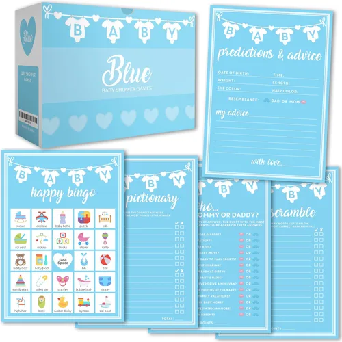 Miniatura 8 de Party Hearty Juegos de baby shower para niña o niño, 250 piezas de 5 juegos de tarjetas de actividades, divertidos juegos de baby shower, género