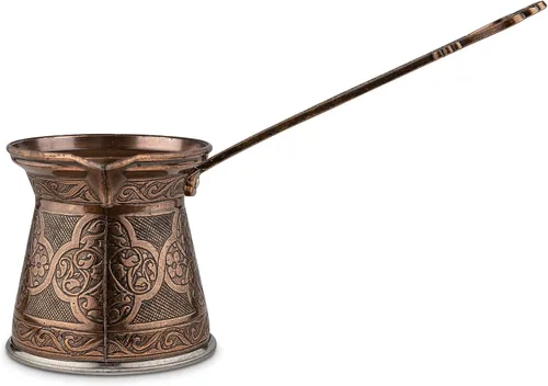 Alisveristime Auténtica cafetera turca, hecha a mano Cezve/Ibrik, 3.14 pulgadas de ancho, 3.14 pulgadas de alto, 13.52 onzas ¡Mejora tu experiencia