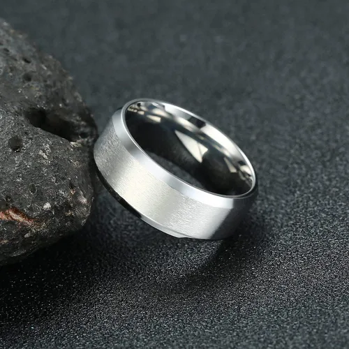 Miniatura 5 de Anillo básico mate cepillado para hombre de 0.157 in, 0.236 in, 0.315 in, 0.394 in, anillos de acero inoxidable negroazulplateado para hombres