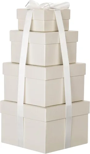 Miniatura 18 de Briful Cajas de regalo cuadradas con tapas, juego de 4 cajas de regalo rosadas, cajas de regalo de varios tamaños, cajas de regalo para regalos