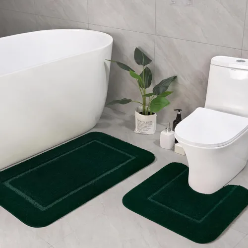 Miniatura 12 de LOCHAS Juego de Alfombras de Baño Beige, Juego de Alfombras de Baño Suaves de 2 Piezas, Tapete de Inodoro en Forma de U de 20x20 y Alfombras de Baño