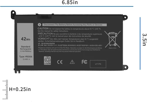 Miniatura 4 de Batería de repuesto YRDD6 1VX1H para Dell Inspiron 5482 5485 7586 3583 5491 5591 5481 3310 2n1 5593 5584 3493 3793 3582 5581 5590 3584 5493 5585
