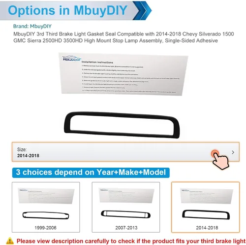 Miniatura 2 de Junta de luz de freno trasera compatible con 2014-2018 Chevy Silverado 1500 GMC Sierra 2500HD 3500HD, adhesivo de un solo lado