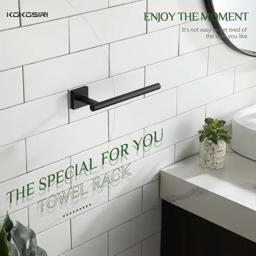 Miniatura 3 de KOKOSIRI Barra para Toallas de Mano en Negro Mate, Accesorios de Baño de Acero Inoxidable, Soporte de Toallas para Pared, para Gabinete de Cocina
