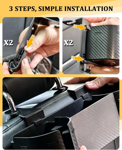 Miniatura 6 de Soporte para portavasos de asiento trasero de automóvil de 3.7 pulgadas con organizador, organizador de respaldo de asiento 4 en 1 de alta capacidad