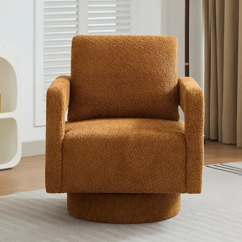 Miniatura 3 de Setawix Boucle - Sillas giratorias de barril, cómodo sillón giratorio mullido, moderno con rotación de 360° con brazos abiertos, sofá individual