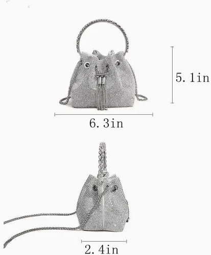 Miniatura 4 de UMREN Bolsos Hobo con diamantes de imitación para mujer, elegante bolso de noche de cristal brillante para fiesta, club, boda