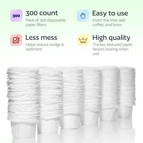 Miniatura 3 de 300 filtros desechables K Cup para Keurig reutilizables K, forros de papel de café para cápsulas recargables, café más suave, menos sedimentos