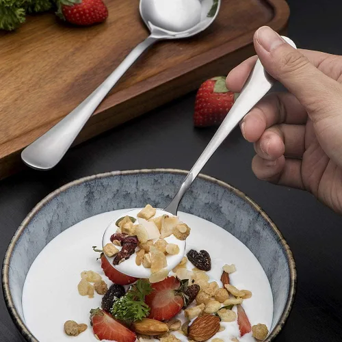 Miniatura 5 de Cucharas de sopa, 8 piezas de cucharas de acero inoxidable de alta calidad, cucharas redondas de peso pesado
