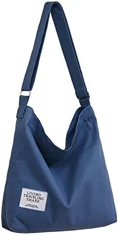 Covelin - Bolsa de hombro informal de lona para mujer, estilo bohemio y retro, bolsa de mano, bolso cruzado, tamaño grande