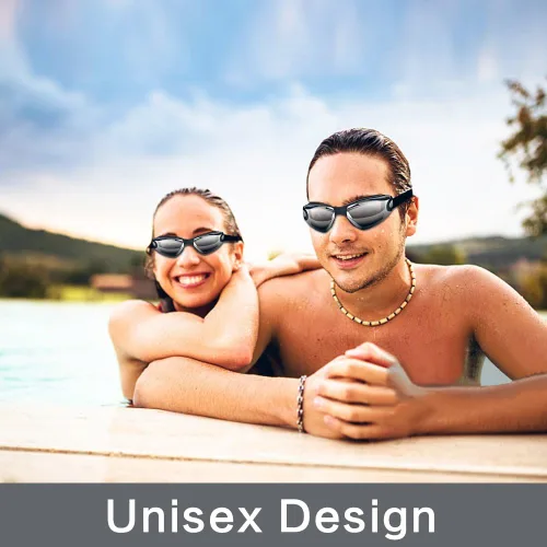 Miniatura 6 de Gafas de natación sin fugas con clip de nariz, tapones para los oídos, gorro de natación y funda para hombres y mujeres Azul lago