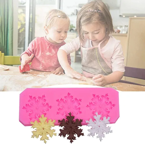 Miniatura 7 de Rainmae 6 moldes de silicona para pastel de copo de nieve de Navidad, copos de nieve 3D, herramientas de decoración de cupcakes de invierno