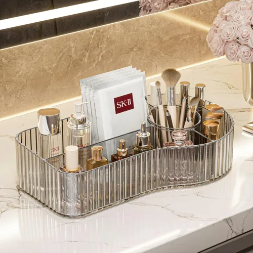 Miniatura 8 de Organizador de maquillaje transparente para tocador, almacenamiento acrílico para el cuidado de la piel y organización de maquillaje
