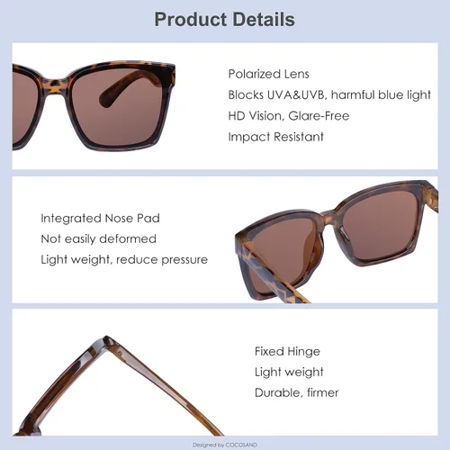 Miniatura 4 de COCOSAND Lentes de sol polarizados para niños, protección UV 400, retro, cuadrados, futuristas, para jóvenes, adolescentes, niños y niñas de 5 a 12