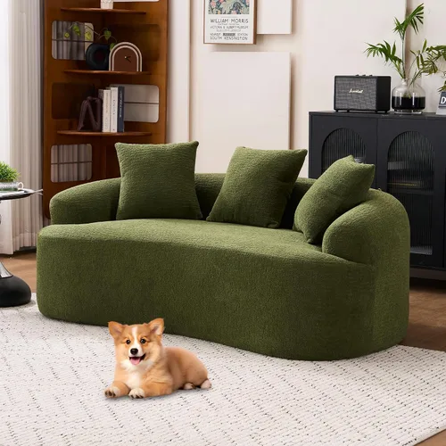 Miniatura 3 de Sofá modular curvado de 110 pulgadas para sala de estar, moderno sofá modular de felpa de felpa de gran tamaño con asiento profundo comprimido sin