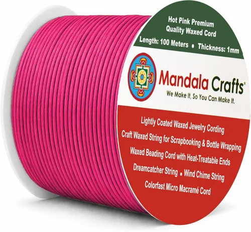 Miniatura 100 de Cuerda Mandala Crafts 0.03 pulgadas 109 yardas para hacer joyería, artesanía, macramé, cuerda de algodón encerado Negro