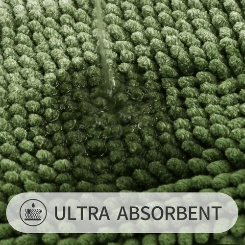 Miniatura 4 de Gibelle Juego de 2 alfombras de baño verdes, juego de alfombras de baño antideslizantes de felpilla, alfombra absorbente para ducha y baño, tapete